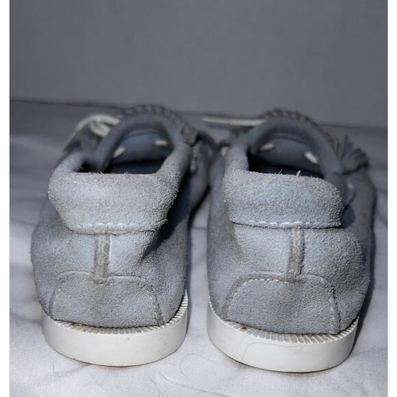 Minnetonka Thunderbird Moccasins Women’s Size 7 Blue Suede Beaded Slip On Shoes - Picture 5 of 12